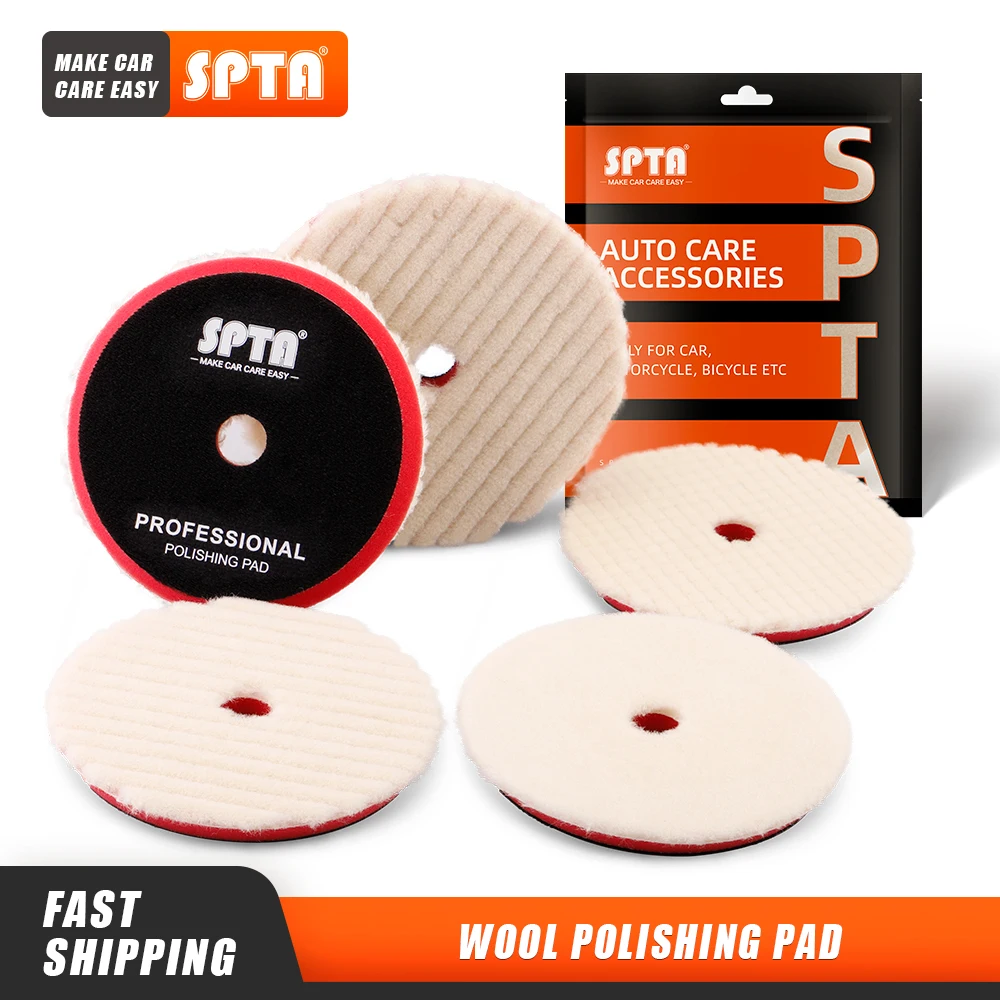 

(Single Sale) SPTA 3Inch/5Inch/6Inch Buffer Polishing Wool Pad, Compound Cutting Wool Pad for Automotive,Boat Scratch Removing