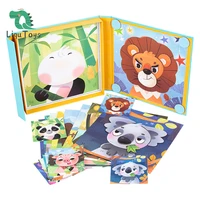 liqu magnetic animal mix and match game for creativity and motor skills book shaped travelstorage case