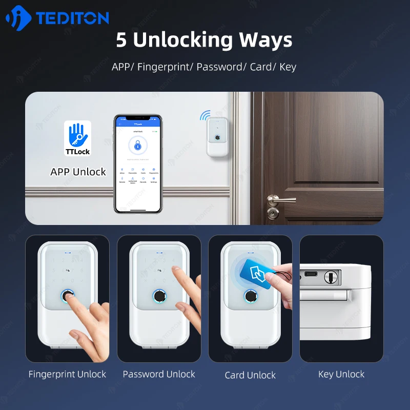 Фото Tediton TTlock Candado Con Huella, цифровой сейф для ключей с отпечатками пальцев, защитный замок с ключом и кодовым замком №2