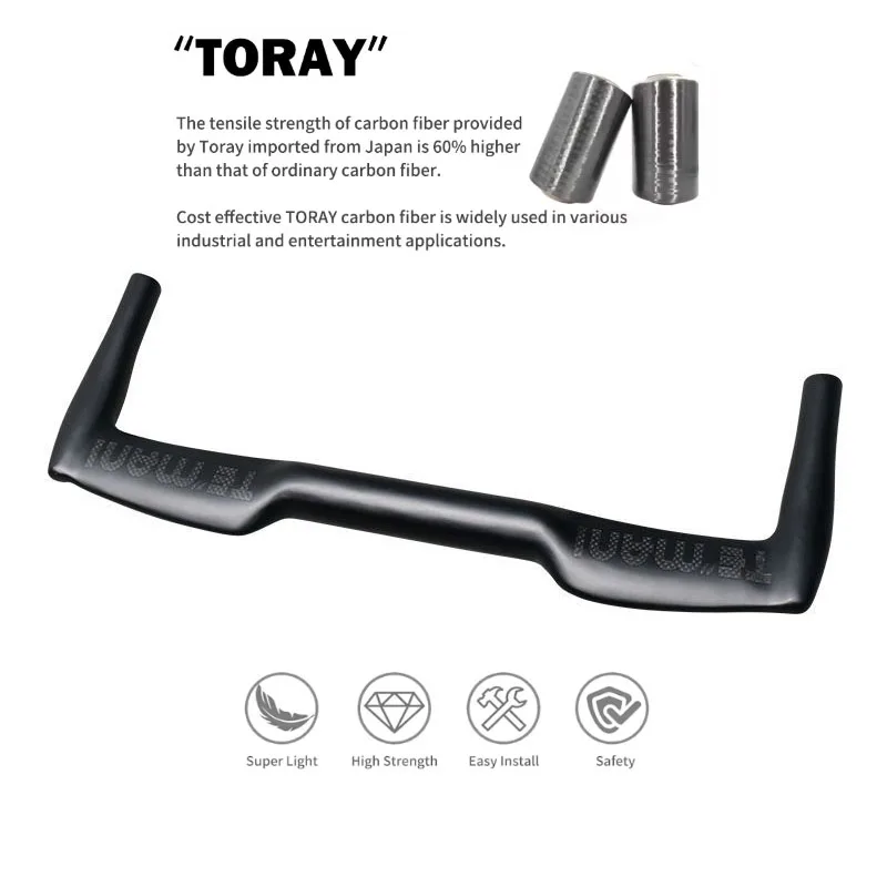 Фото Руль TEMANI Aero Carbon TT Bullhorn для шоссейного велосипеда с фиксированной передачей, легкий, 380-460 мм №5