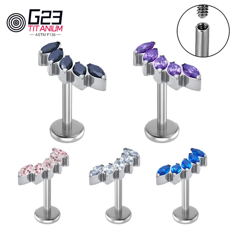 

Женские серьги-гвоздики из титана G23 ASTM F136, готический кластер в стиле панк, с внутренней резьбой, ювелирное изделие для пирсинга тела