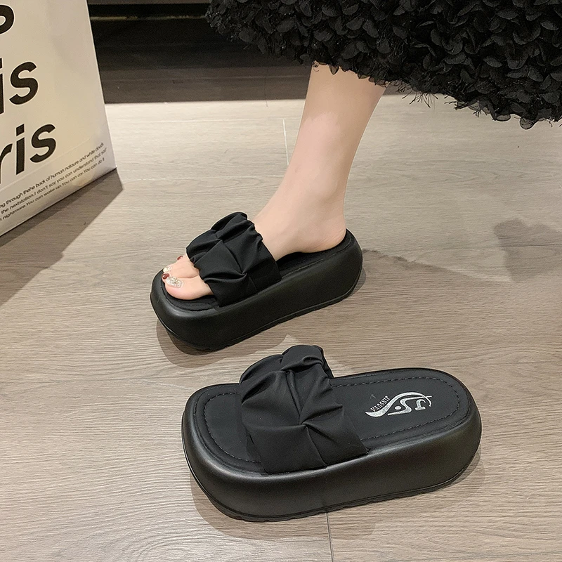 6CM Wedge Heels Sandals Women Summer Slides Chunky Platform Slippers for Woman Thick Bottom Slip-on Gladiator Sandalias Mujer