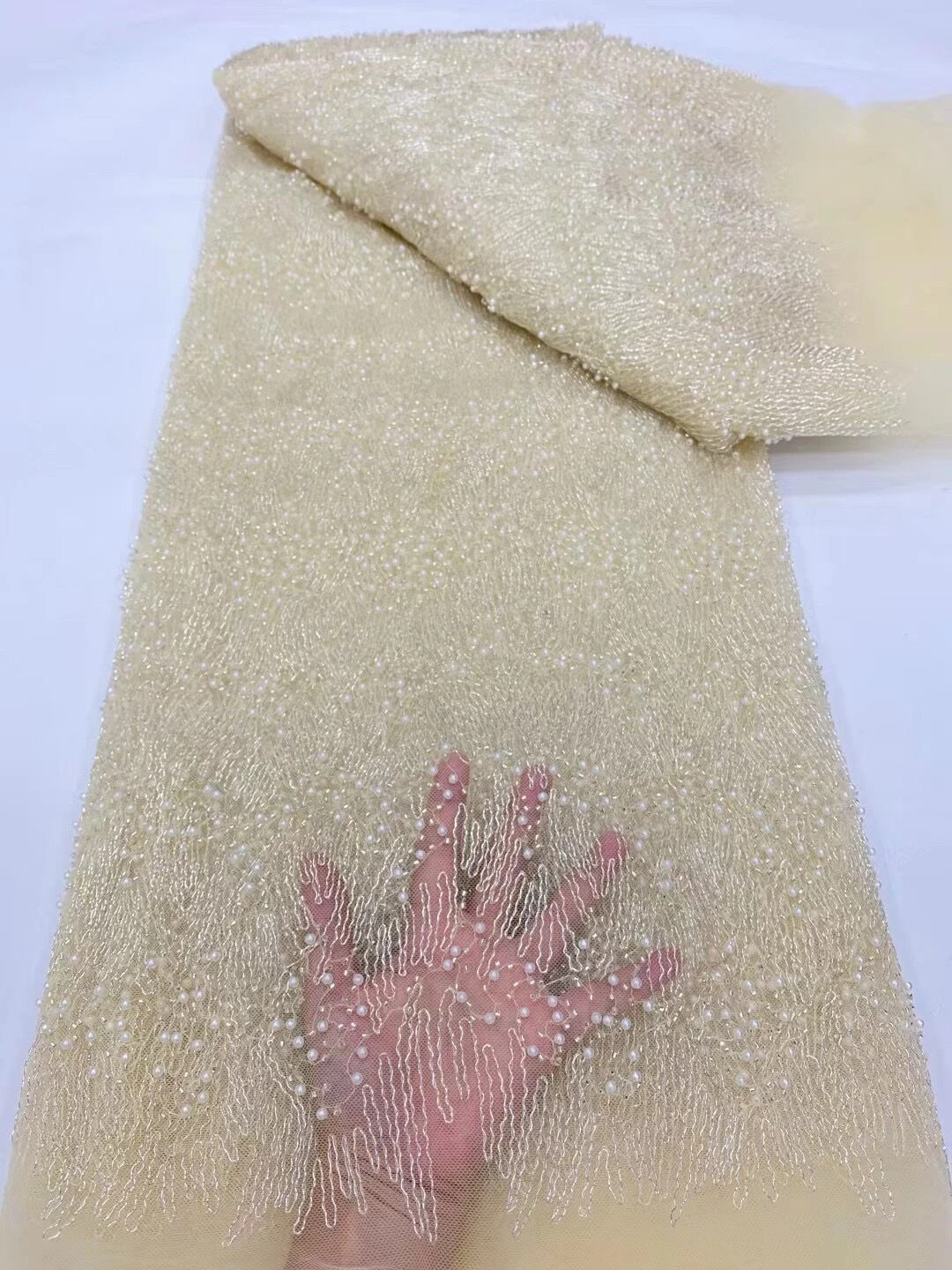 2023 высокое качество, африканская Нигерия, искусственная вышивка, Свадебная вечеринка, Гипюровое платье, бусины, камень, 5 ярдов, DP0037