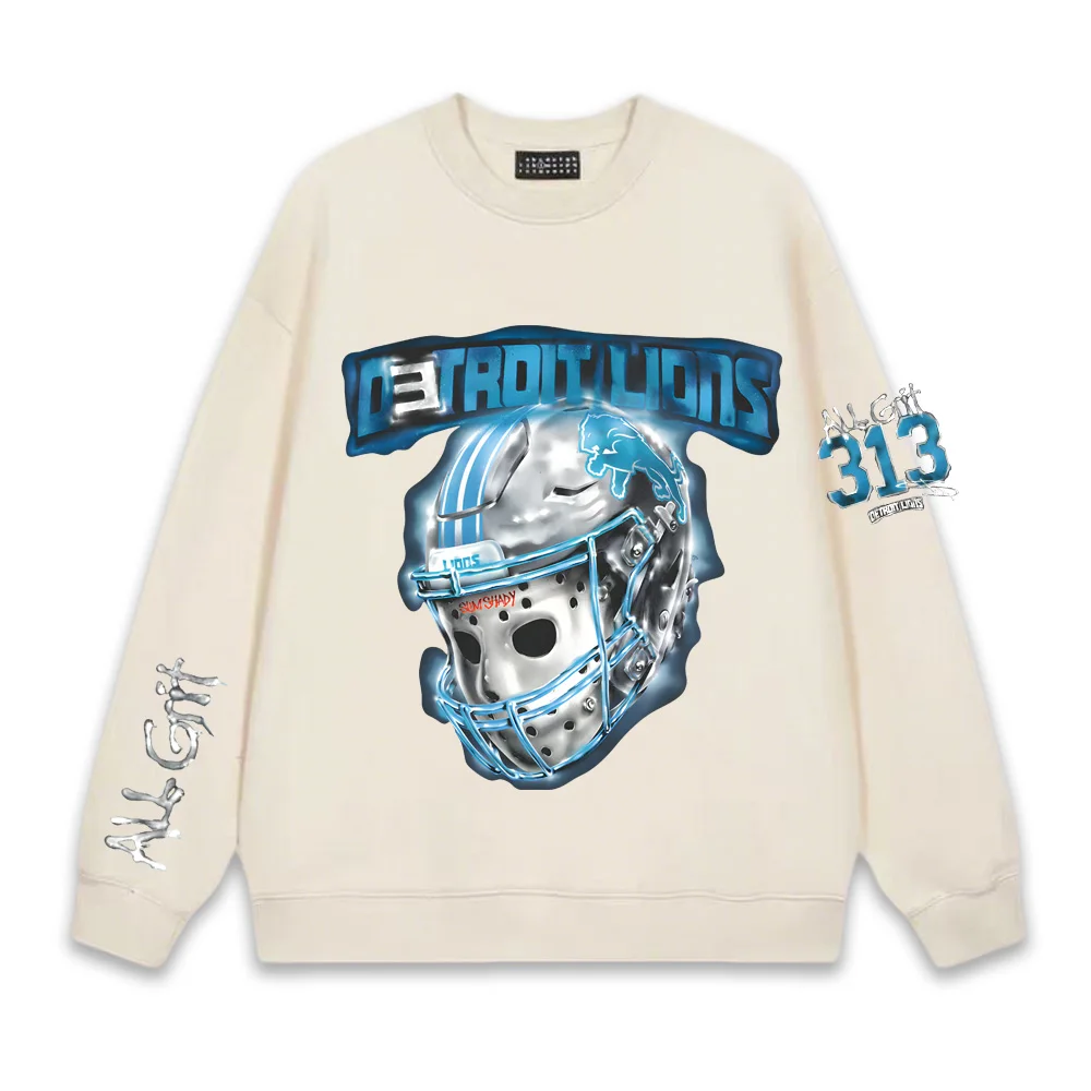 Фото EMINEM X LIONS ALL GRIT LONGSLEEVE 2025 Новый американский рэпер Эминем такой же, как официальный сайт Осень/Зима Высококачественная толстовка с капюшоном №3