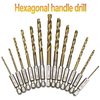 1pc hss high speed steel titanium coated drill bit set 14 hex shank 1 5mm 6 5mm hexagonal handle twist drill shank tools