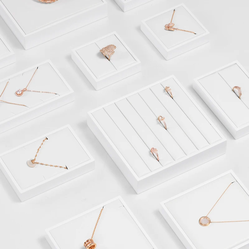 Original Jewelry Ring Display Plate White Paint Bracelet Necklace Plate Combination PU Leather Jewelry Stand