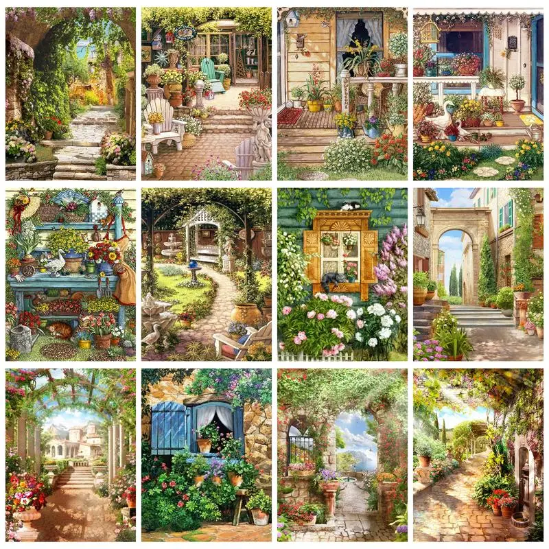 

RUOPOTY 5D Diamond Painting Kits For Adults Landscape Garden Full Round/Square Painting Animal For Home Decoration