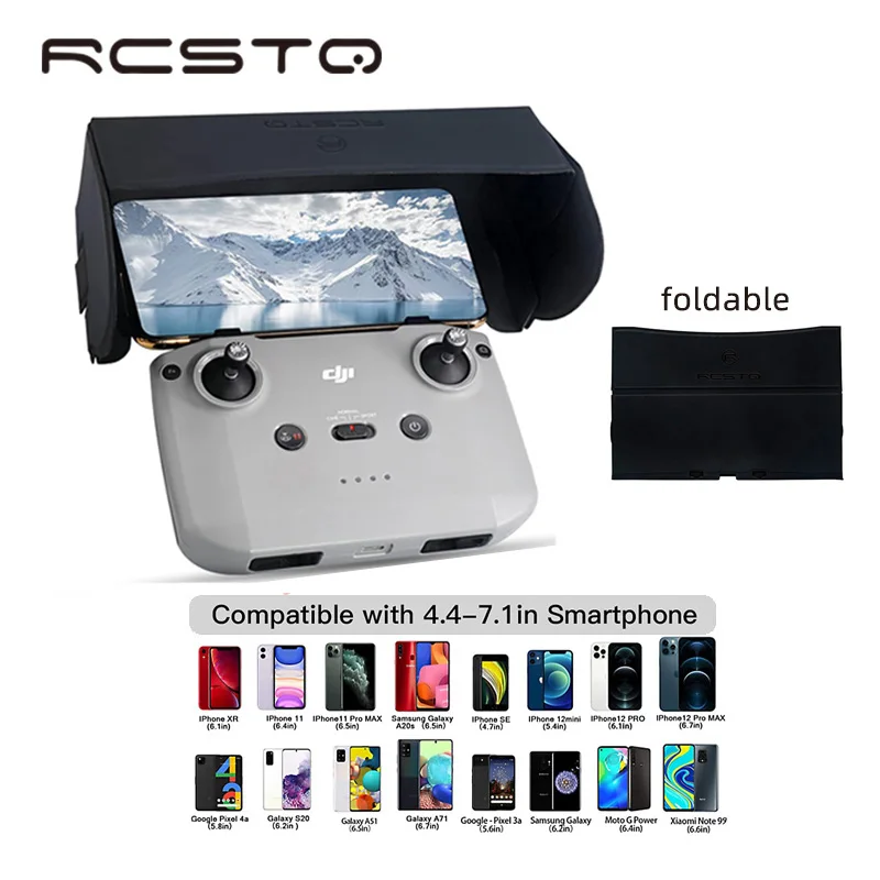 

RCSTQ Foldable Sun Hood for DJI Mavic Air 2S /DJI Mini 2 /MINI 3 Pro Drone Remote Controller Phone Magnetic Sunshade Acessorios