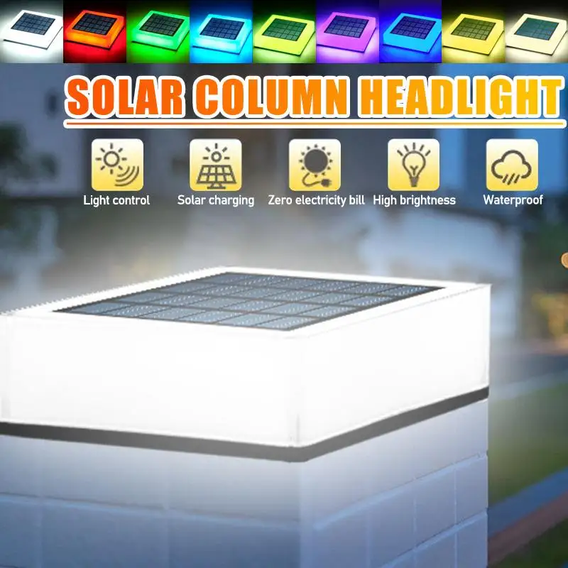 

RGB светодиодный светильник на солнечной батарее светильник, IP68 уличная лампа с регулируемой яркостью для сада, декора, ворот, забора, стены, ...