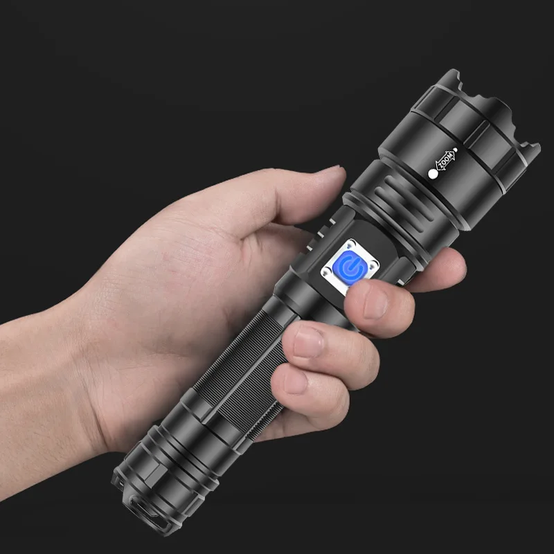 XHP70 Portable Strong Light LED Flashlight 5 Files 21700 Lithium Battery Type-C USB Charging Outdoor Waterproof Zoom Torch Light