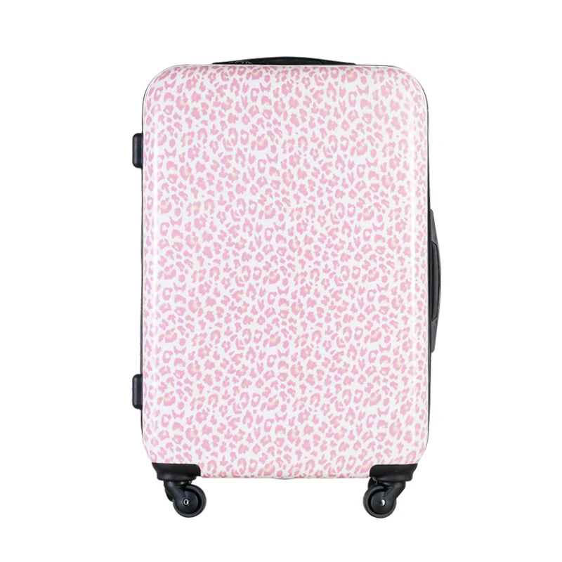 Women's Pink Leopard Print Trolley Suitcase Travel Luggage 20