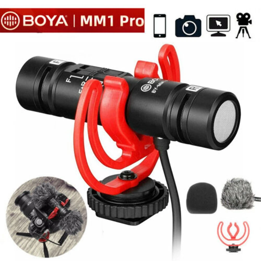 

BOYA On Camera Shotgun Video Microphone by-MM1 YouTube Vlogging Facebook Livestream Recording Mic for iPhone Huawei Smartphone
