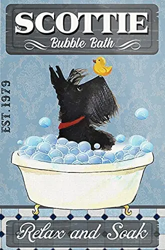 

Metal Tin Sign Wall Decor Scottish Terrier Bubble Bath Hanging Plaque Aluminum Signage Posters 8x12 Inch