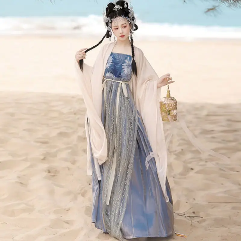 

Hanfu Women Chinese Traditional Print Princess Dance Dress Oriental Style Tang Dynasty Ancient Fairy Folk Dance Costume