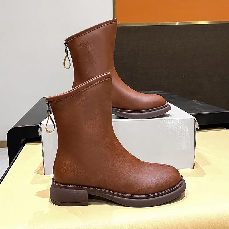 

Новинка Осень-зима 2022, модные женские кожаные ботинки челси, ботильоны, многофункциональные черные рабочие ботинки в стиле ретро, женская о...