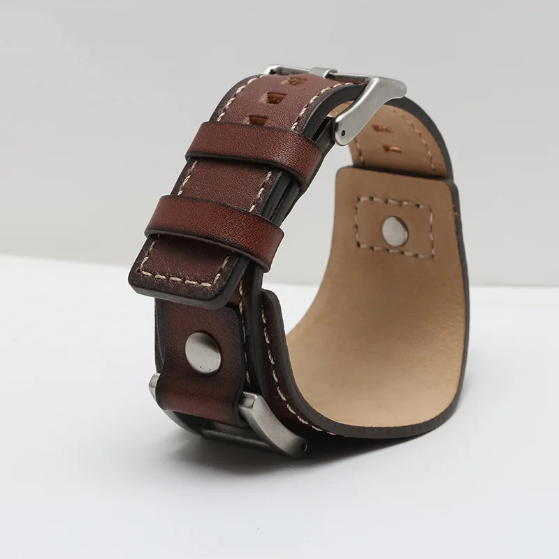 24mm Soft Leather Strap For Fossil JR1156 JR1157 Water-proof Brown Black Watchband For Men Women Steel Buckle Belt Bracelet