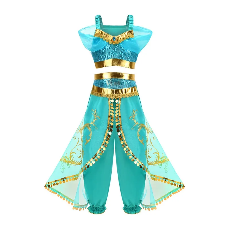 Платье принцессы Диснея для девочек детские костюмы косплея Жасмин топы феи из