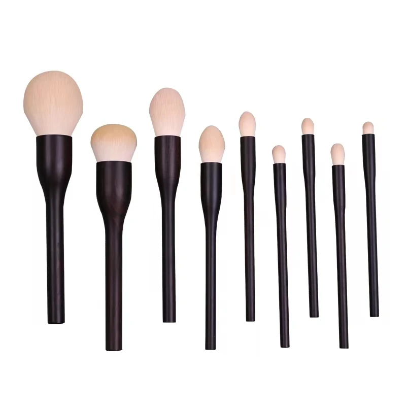 9Pcs High-quality Wooden Handle Makeup Brush Set Foundation Blush Powder Brush Eye Shadow Concealer Highlight Brush