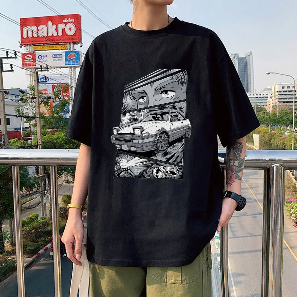 

Футболка Drift с японским аниме AE86 Initial D, футболка с коротким рукавом Akina Downhil, летняя повседневная модная футболка унисекс для мужчин и женщин
