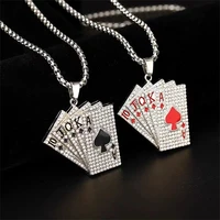 playing card necklace personality trend titanium steel sweater chain hip hop fashion pendant t shirt sweater chain