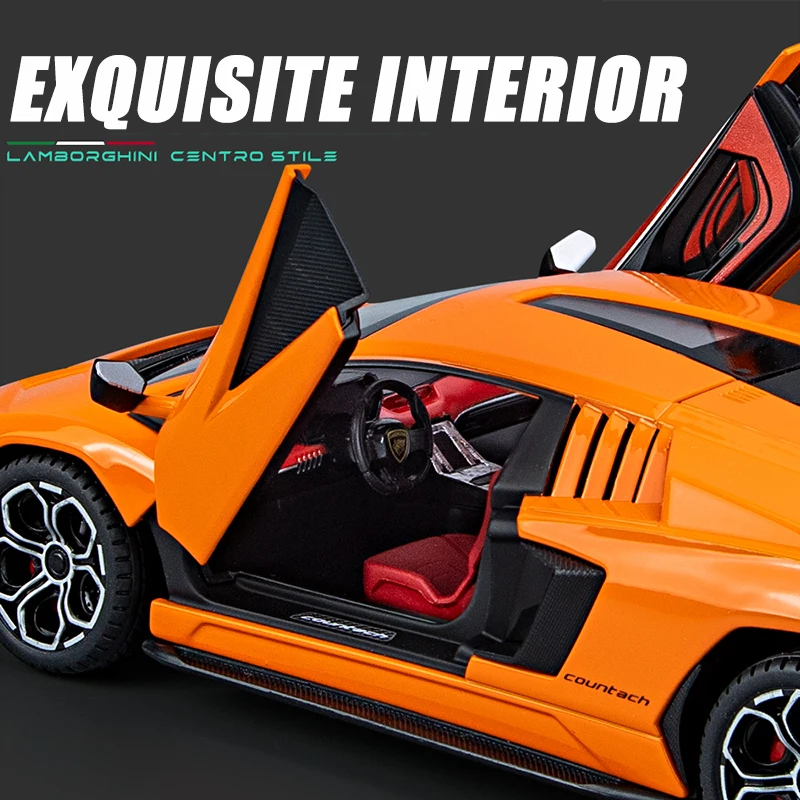 Скидка Масштаб 1/24, детские игрушки, спортивный автомобиль Lamborghini, модель автомобиля из сплава, Миниатюрные модели игрушечных автомобилей со звуком...