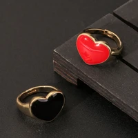 new womens jewelry love heart ring red enamel open ring adjustable fashion beautiful accessories