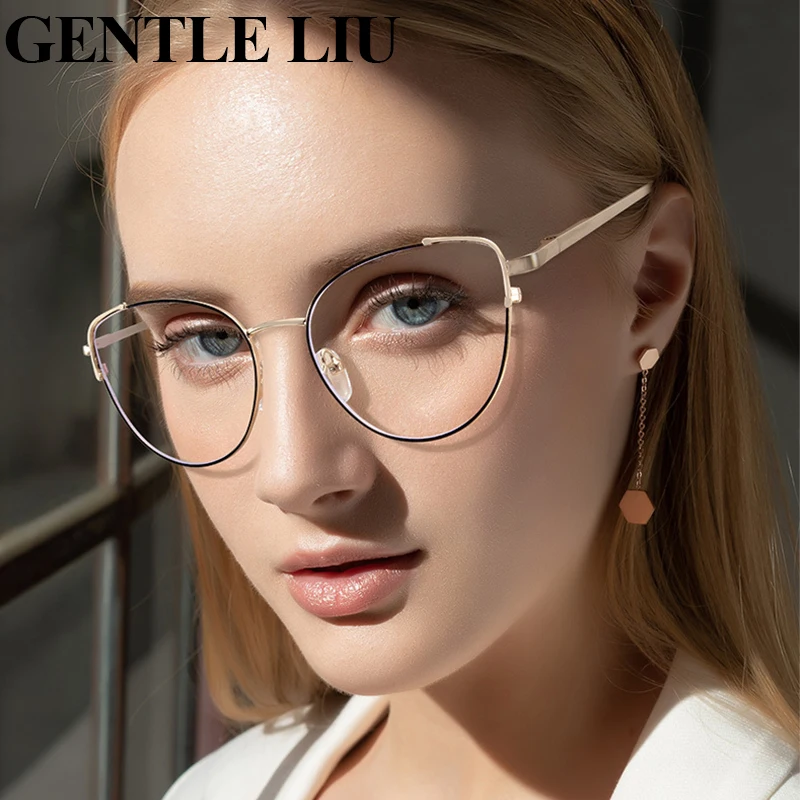 

Cat Eye Anti Blue Light Glasses Women 2022 New Fashion Cat Eye Eyeglasses Frame Ladies Blocking Blu Ray Computer Eyewear Female
