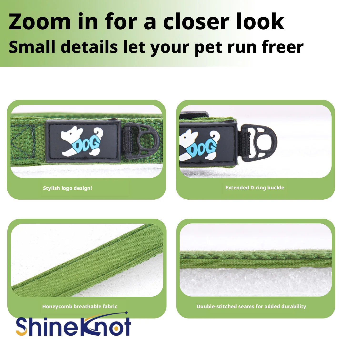 Фото Ошейник для собак SHINEKNOT New Space Cotton, для маленьких, средних и больших пород, регулируемый, удобный. №2