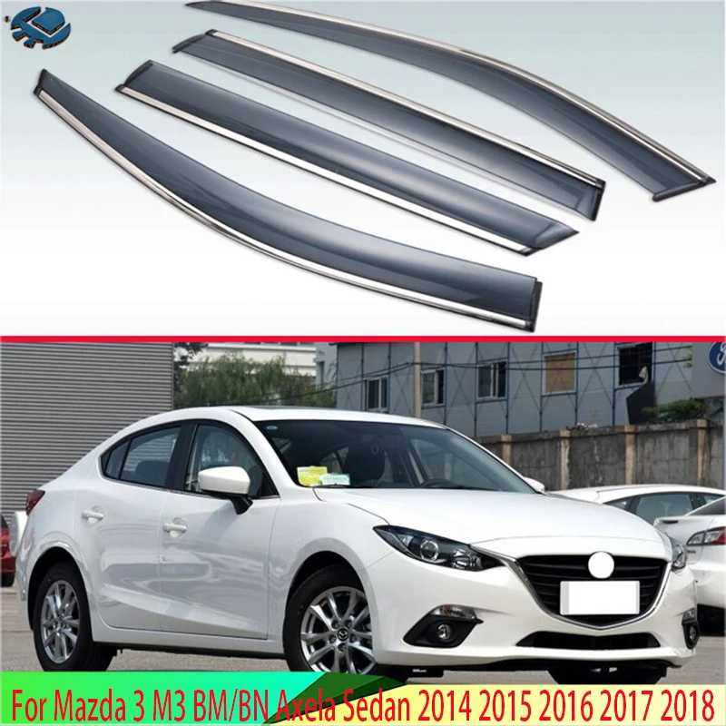 

For Mazda 3 M3 BM/BN Axela Sedan 2014 2015 2016 2017 2018 Plastic Exterior Visor Vent Shades Window Sun Rain Guard Deflector