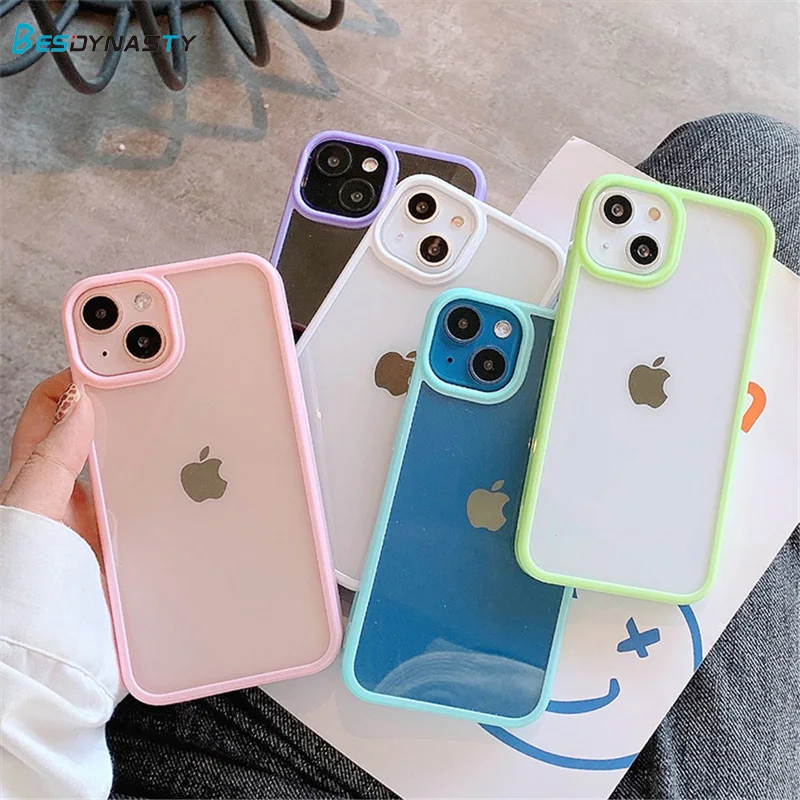 

BESD Candy Shockproof Silicone Bumper Phone Case For IPhone 13 Mini Pro Max Transparent Protection Back Cover Iphone 13 Pro Case