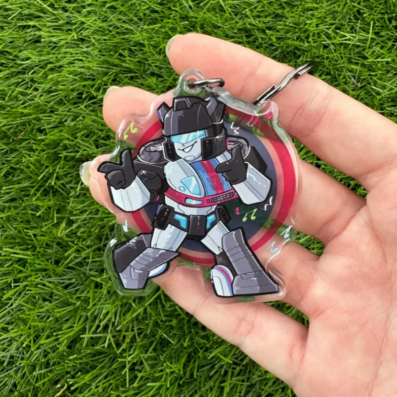 Фото Милый акриловый брелок-робот TF Mecha, красочный мультяшный персонаж, подвеска для рюкзака, украшение, подарок на день рождения №4