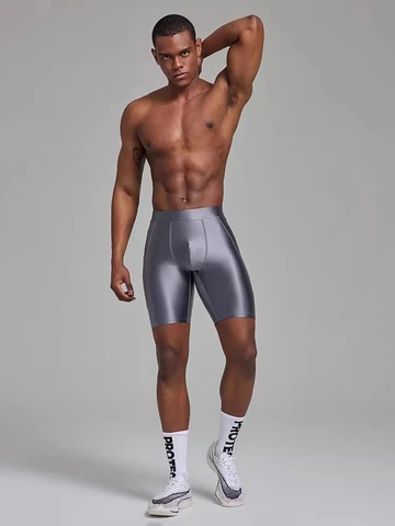 Новые мужские пляжные шорты DROZENO, гладкие блестящие обтягивающие велосипедные брюки, эластичные облегающие дышащие мужские шорты для фитнеса с средней талией