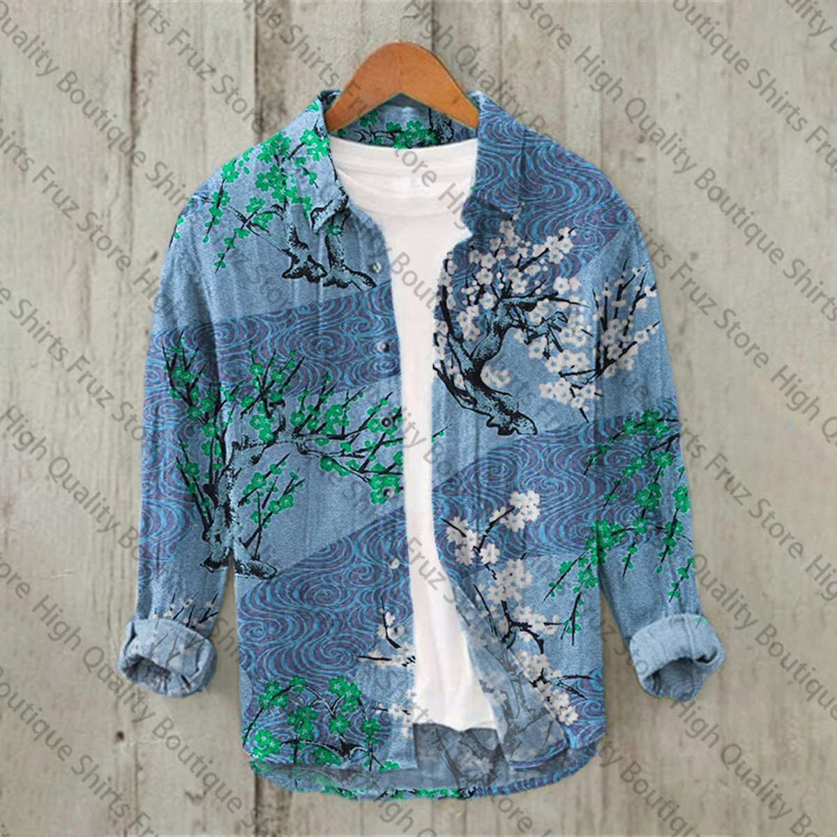 Мужская льняная рубашка с отложным воротником и длинными рукавами разноцветная