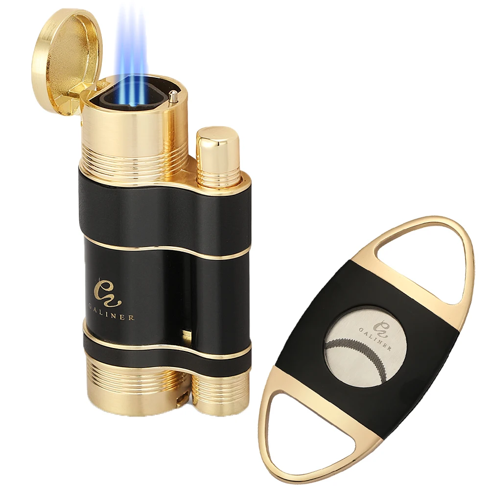 

GALINER Cigar Clipper Lighter Set With Puro Punch Drill Smoking Accessories Cigar Jet Torch Lighter Metal Cutter Charuto