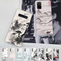 chinese style ink painting phone case for samsung s21 a10 for redmi note 7 9 for huawei p30pro honor 8x 10i cover