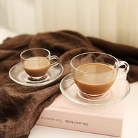 turkey espresso summer tea cup set transparent teacup and saucer coffee mug simple reusable chavenas de cafe coffee cup set