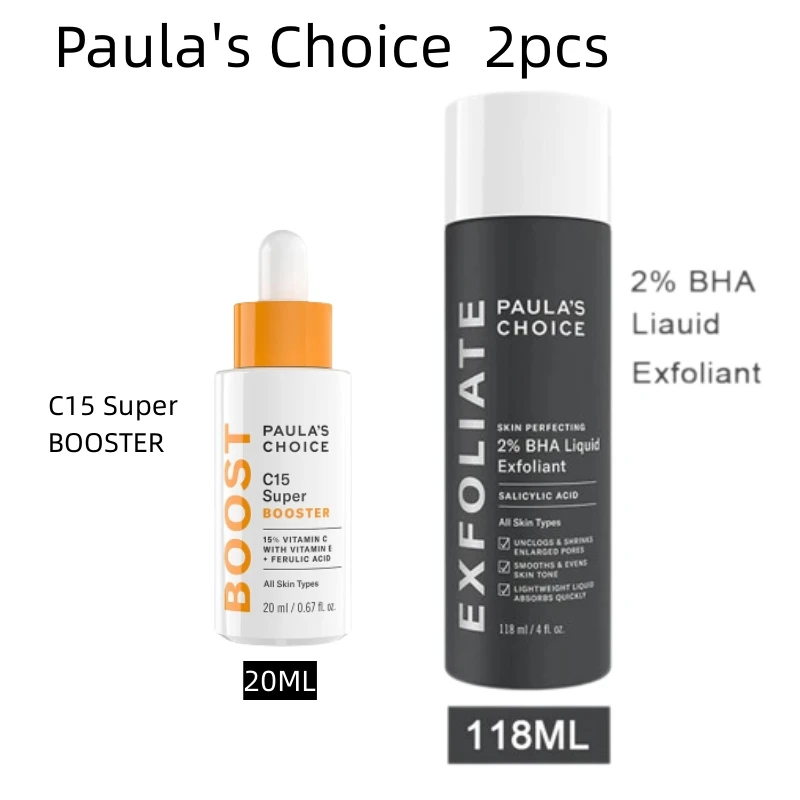 

2PCS/SET Paula‘s Choice SKIN PERFECTING 2% BHA Liquid Salicylic Acid Exfoliant 118ml+C15 Spuer BOOST 20ml For All Skin Types