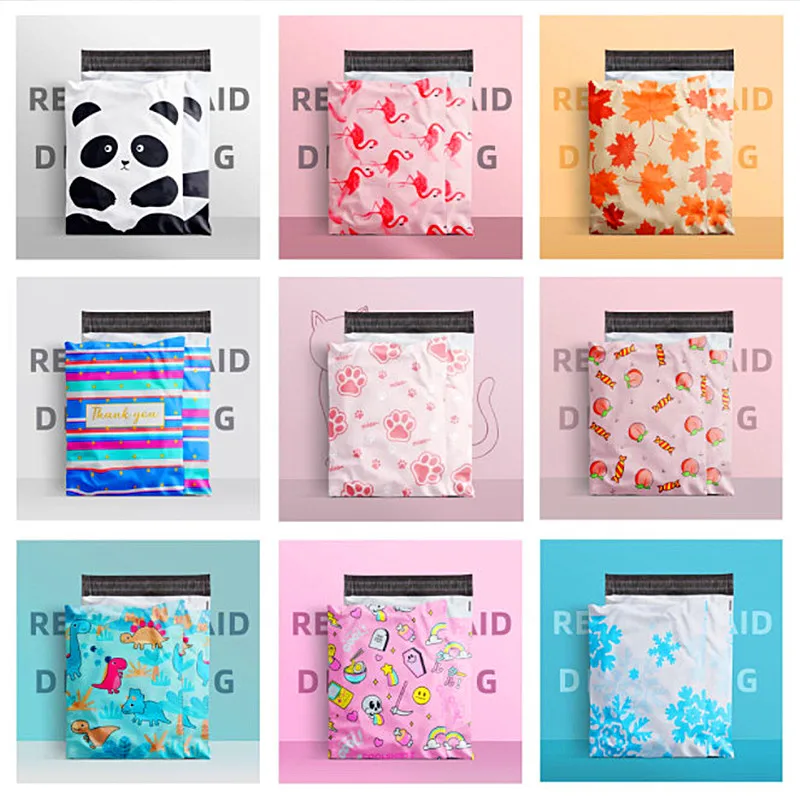 

100PCS 10x13" 255x330mm Printed Poly Mailer Adhesive Envelope Bag Thick T-shirt Wedding Party Christmas Gifts Packaging Pou