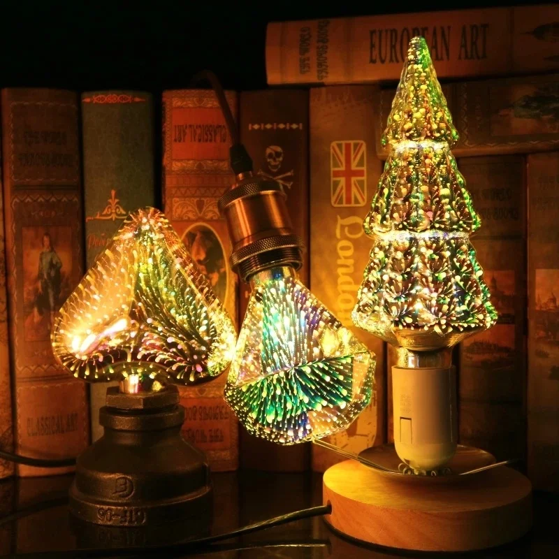 

3D Decoration LED Bulb E27 4W 85—265V Vintage Edison Light Bulb Star Fireworks Lamp Holiday Night Light Novelty Christmas Tree