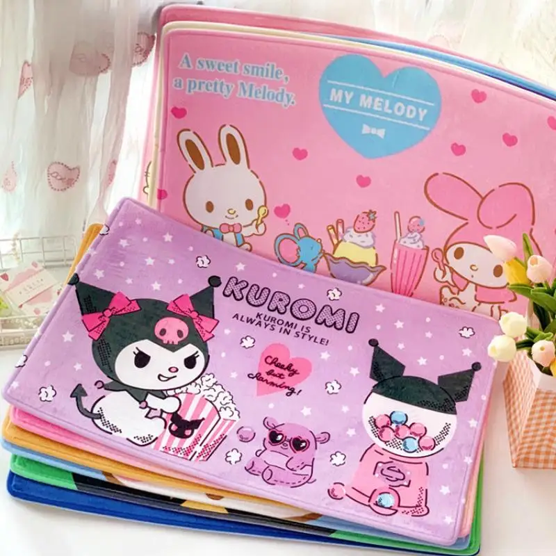 

Hello Kitty Kawaii Sanrioed My Meldoy Kuromi Cartoon Foot Pad Bathroom Non-Slip Absorbent Carpet Farley Fluff Square Rug