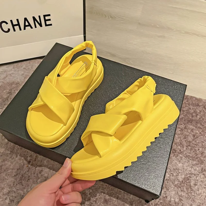 

Sandals Women 2023 New Platform Sandals Summer Women Fashion PU Lightweight Buckle Sandals Platform Heel Sandals Sandalias Mujer