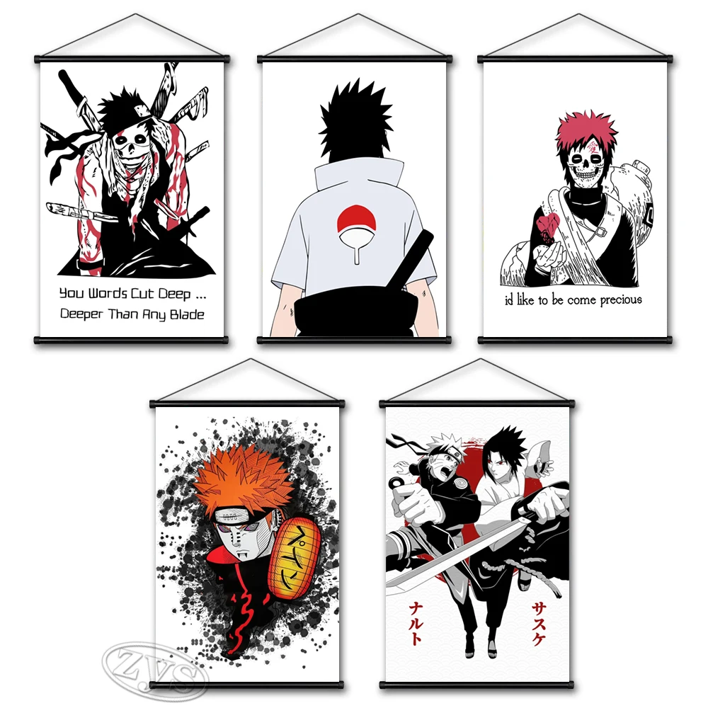 Печать Учиха постер Саскэ японское аниме Картина на холсте Наруто Висячие свитки