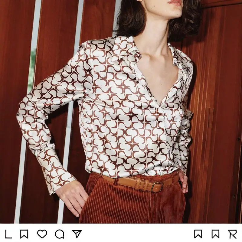 Элегантные легкие атласные шелковые рубашки En классический однобортный топ с