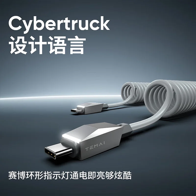 Фото Кабель для зарядки TEMAI в форме Cybertruck для Tesla Model S/3/Y/YL Juniper Highland, удлиненный угловой кабель Type-C №2