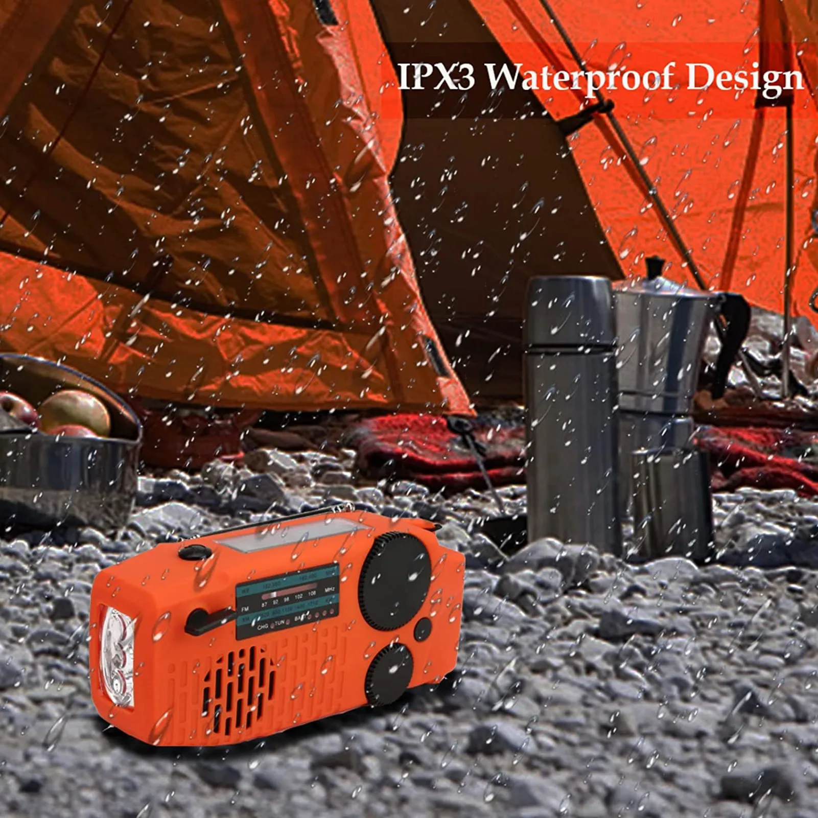 

2000mAH Emergency Weather Radio AM/FM/WB Weather Alert RadioHand Crank Multifunctional Solar Charging For Camping SOS Alarm LED