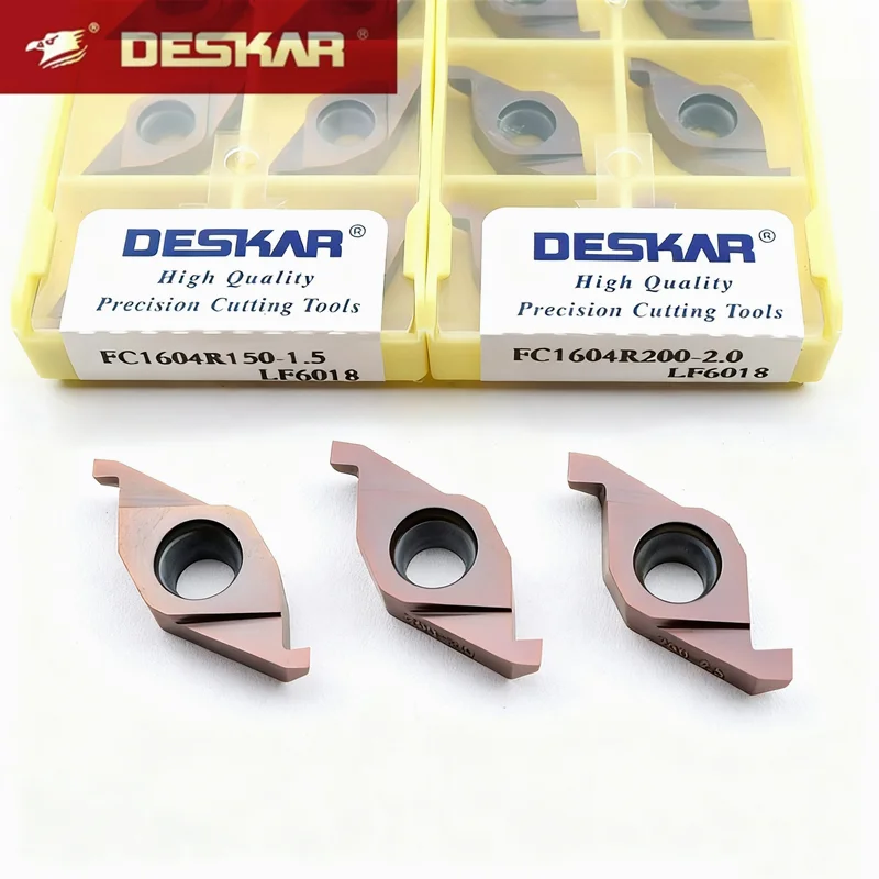 

Оригинальные лезвия с ЧПУ Deskar Fc1604R100-1.0 Fc1604R150-1,5 Fc1604R200-2.0 Fc1604R250-2,5 Lf6018 Токарный станок с ЧПУ Твердосплавный инструмент для обработки канавок Ed Лезвие для обработки канавок из нержавеющей стали