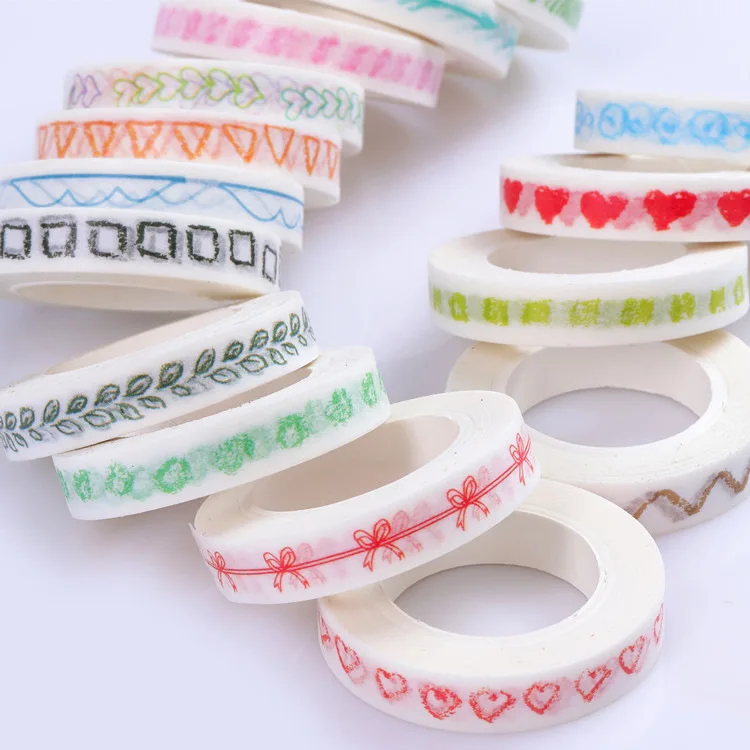 

8mm*10m Washi Tape Cartoon Printing Handbook Clipbook Decorative stickers Cute border Split Line Masking Tapes Stationery