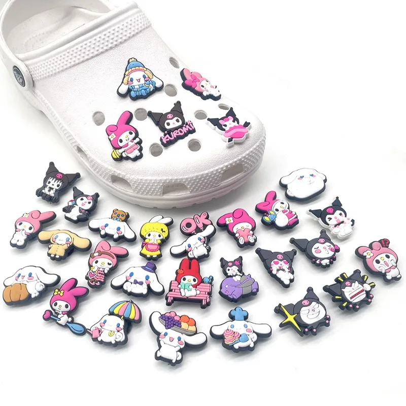 

Sanrio обувные пряжки подвески Kawaii Kuromi Cinnamoroll Melody Jibbitz украшение Crocs DIY Сандалии Аксессуары для обуви для детей Подарки