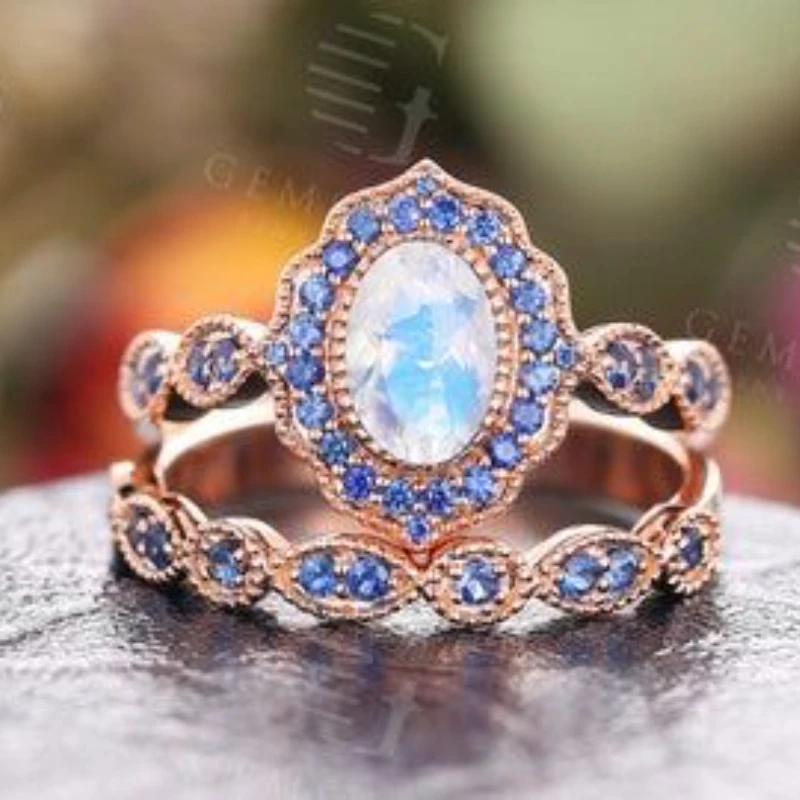 

Luxury Fashion New Rose Gold Princess Set Ring Set with Zircon for Women's Engagement Proposal Ring Party Jewelry Gift
