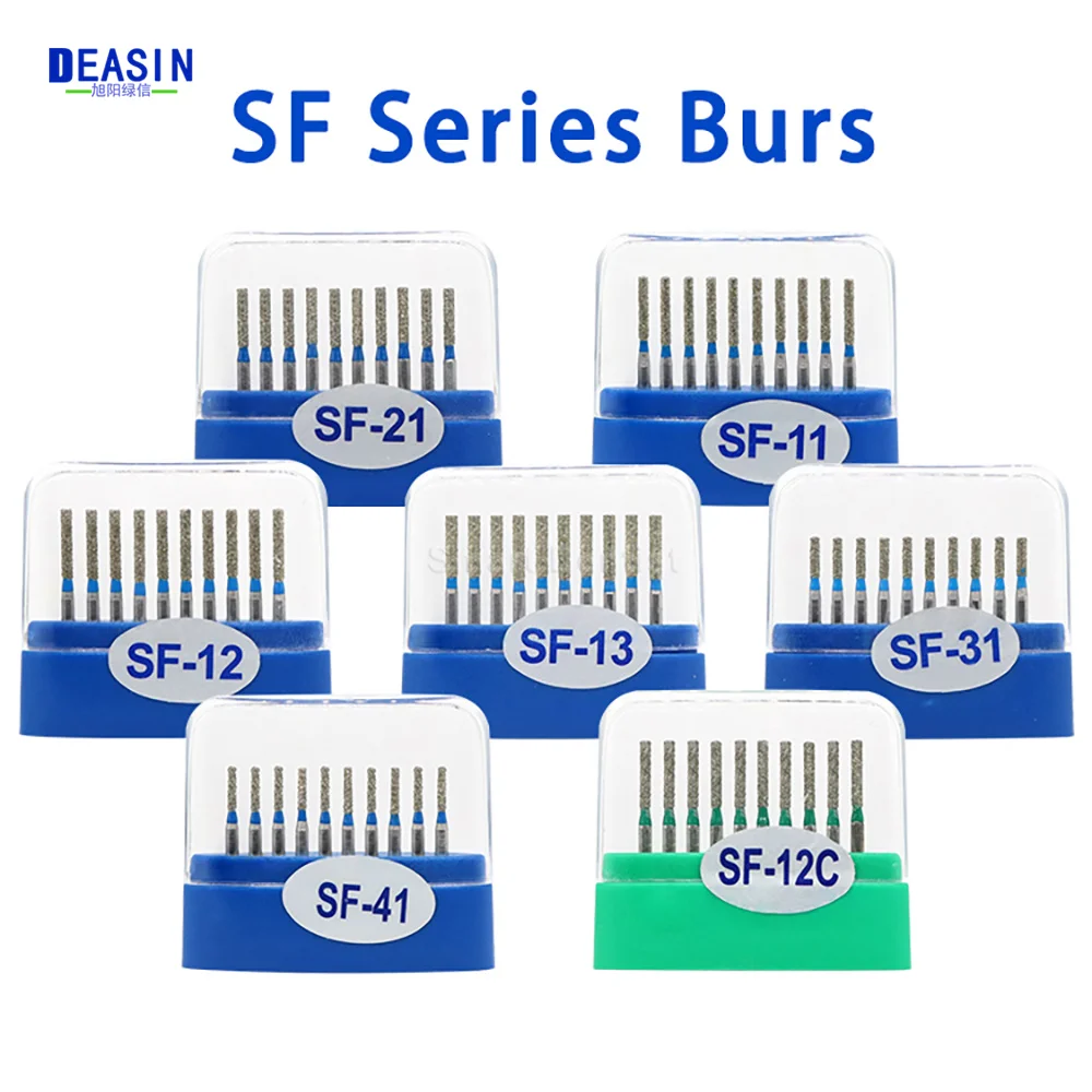 

10pcs/Set SF Series Diamond Grinding Bur Drill Bits Dental Polishing Burs for High Speed Handpiece Dentistry Tools